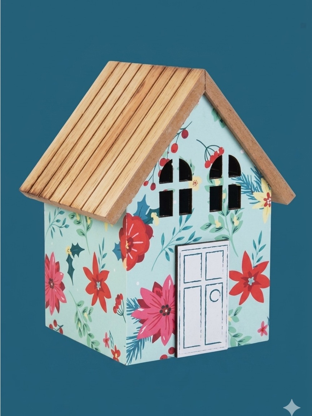 🌺 New The Pioneer Woman Floral Tabletop 3D House, Freestanding, 7.5”H, Blue